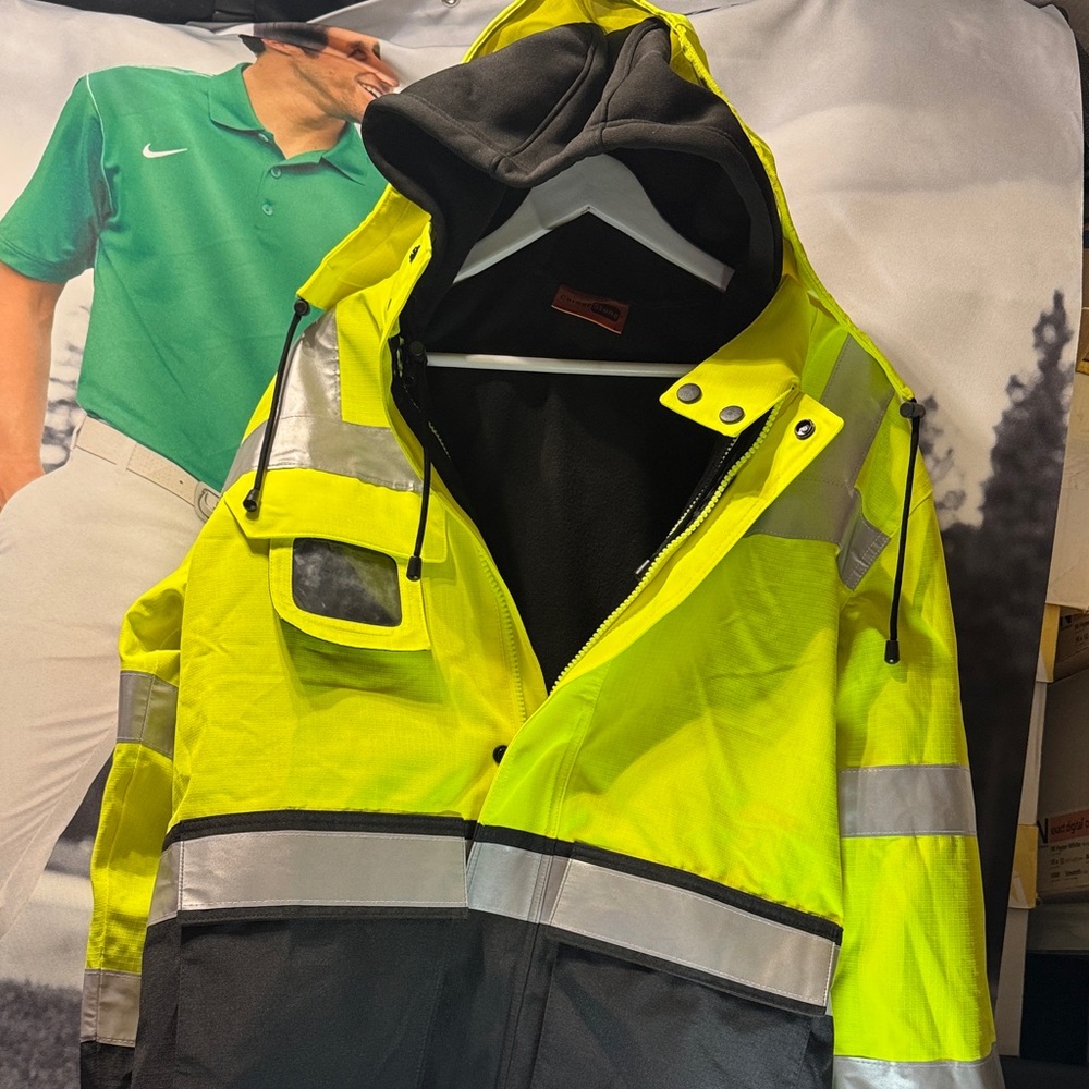Men's Neon Yellow and Black Raincoat
